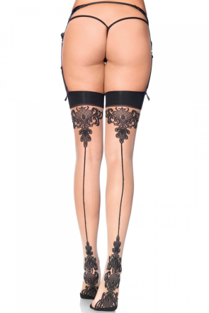 Baroque cuban heel stocking-One Size