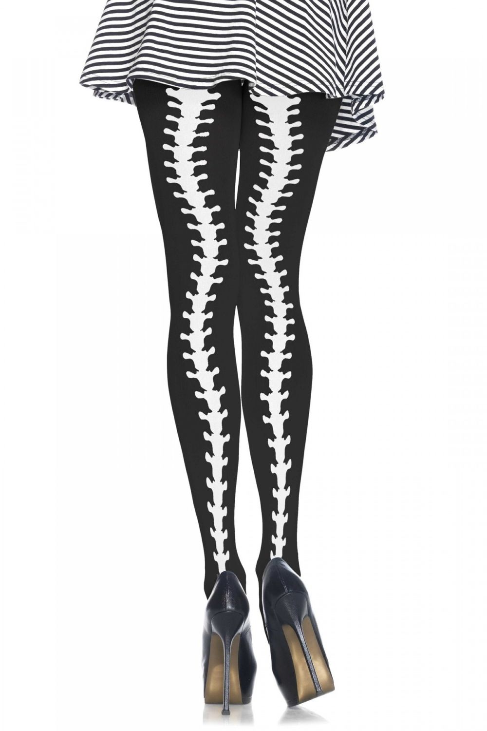 Leg Avenue Spine backseam pantyhose black, white - One Size