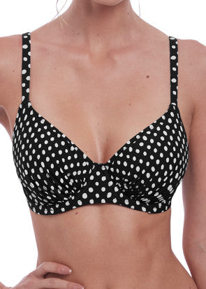 Fantasie Santa Monica Black & White Gathered Full Cup Bikini Top D-M kupa