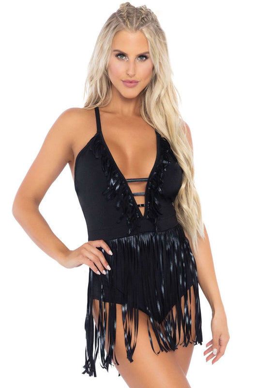 Leg Avenue Fringe halter bodysuit
